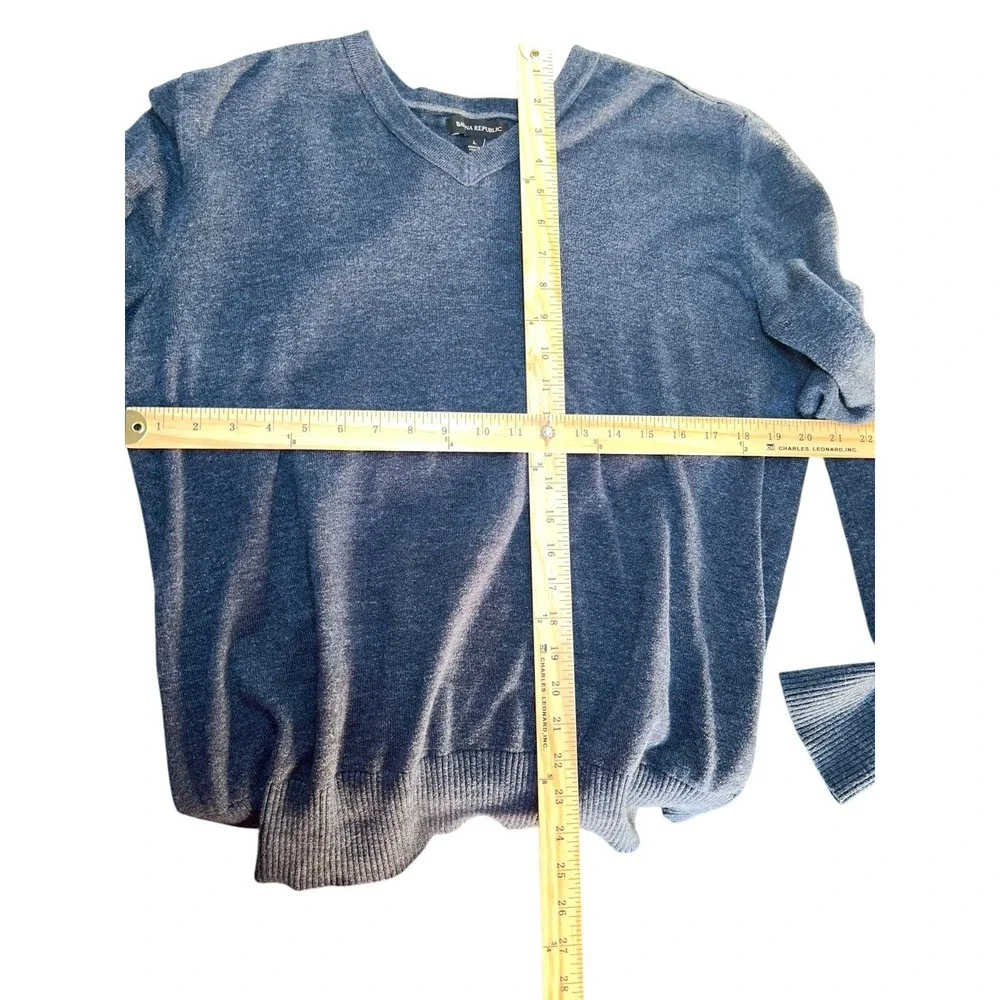 Banana Republic Sweater Mens Large Blue Long Sleeve V Neck‎ 100% Cotton